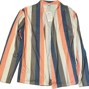 Stylish striped open front cardigan. New with tags. Women’s size XL